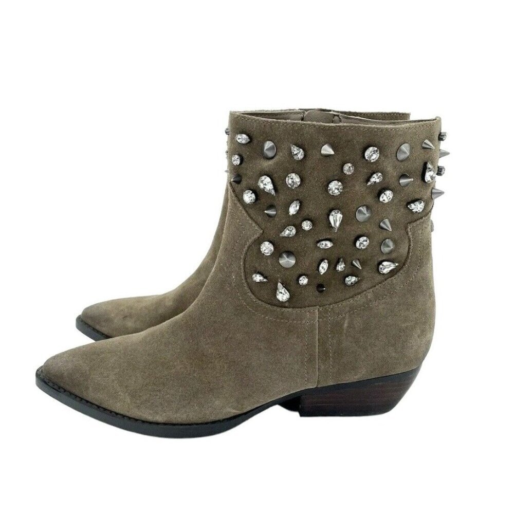 Sam Edelman Avril Bootie Dark Taupe Suede Leather Crystal Studded SZ 7 NEW - Picture 11 of 11